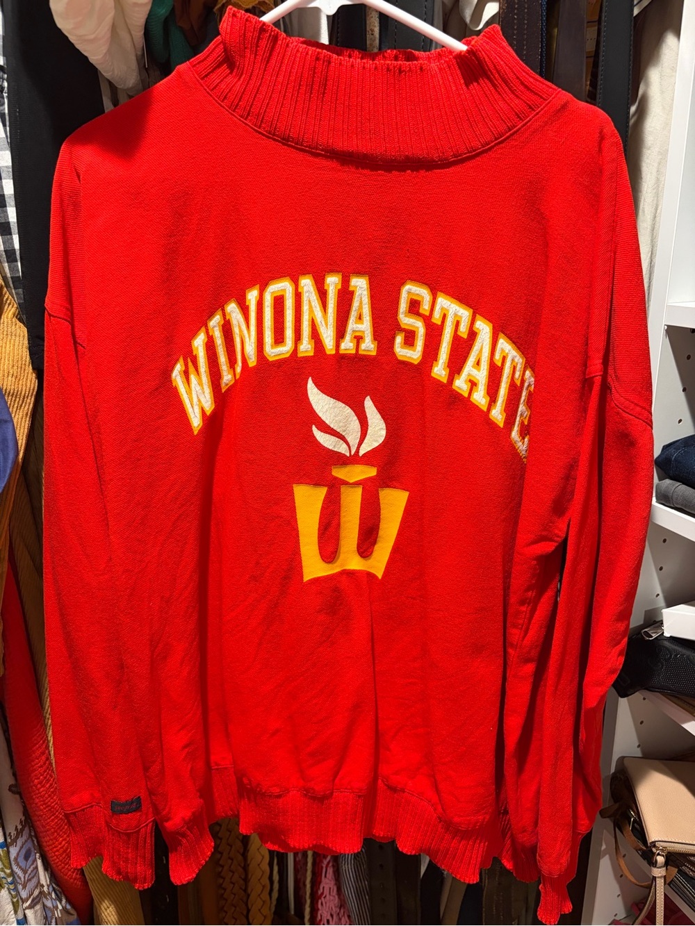 Jansport Red Winona State Crewneck Sweatshirt with Yellow Accent